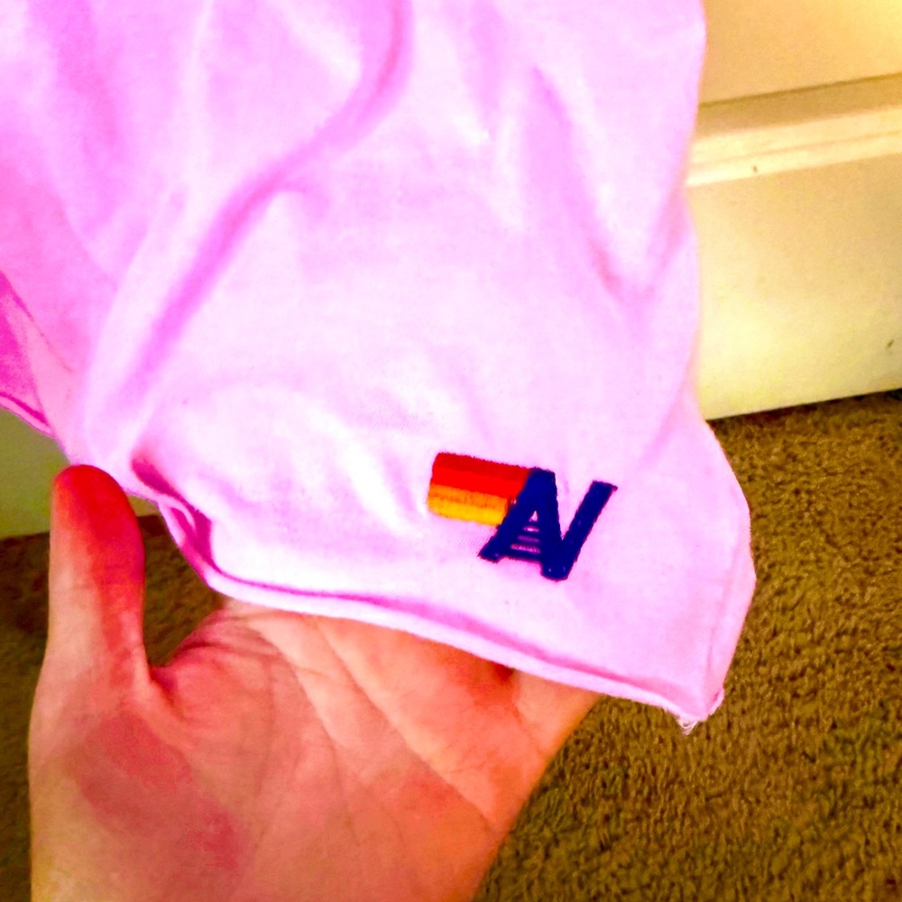 Aviator Nation Logo Boyfriend Tee Neon Pink - Picture 3 of 5